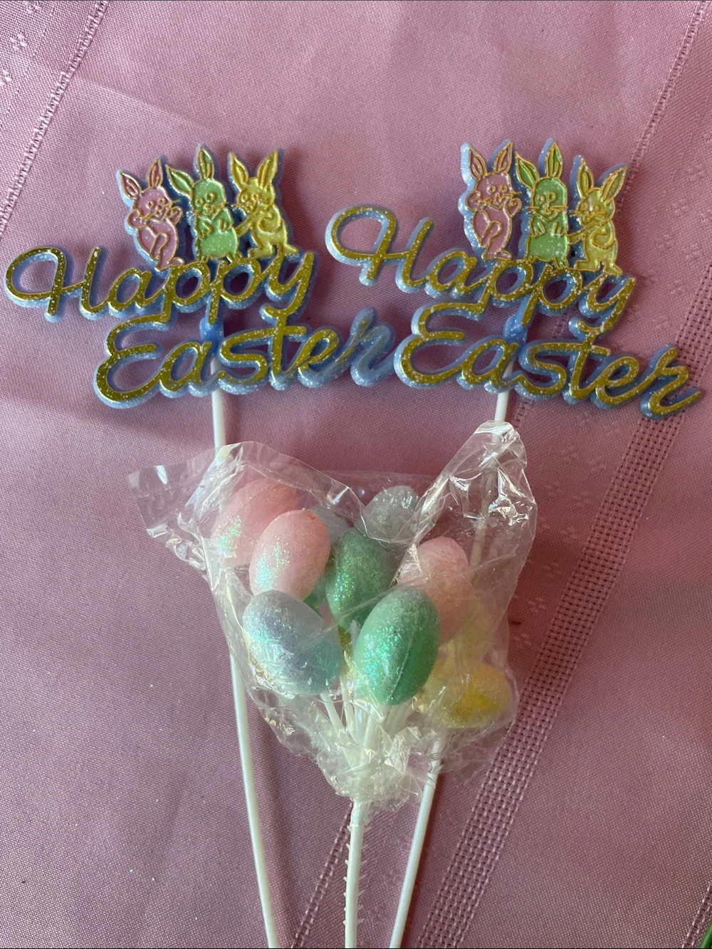 Hobby Lobby Pastel Bunny & 'Happy Easter' Garden Picks